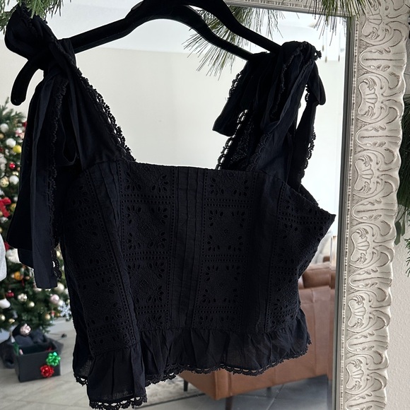 FARM Rio Black Eyelet Ruffle Tank Top - Picture 2 of 5
